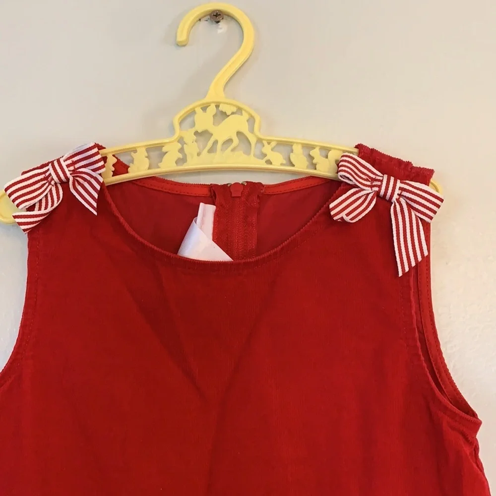 Red Girls' Sleeveless Candy Cane Holiday Dress